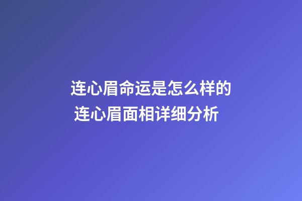 连心眉命运是怎么样的 连心眉面相详细分析